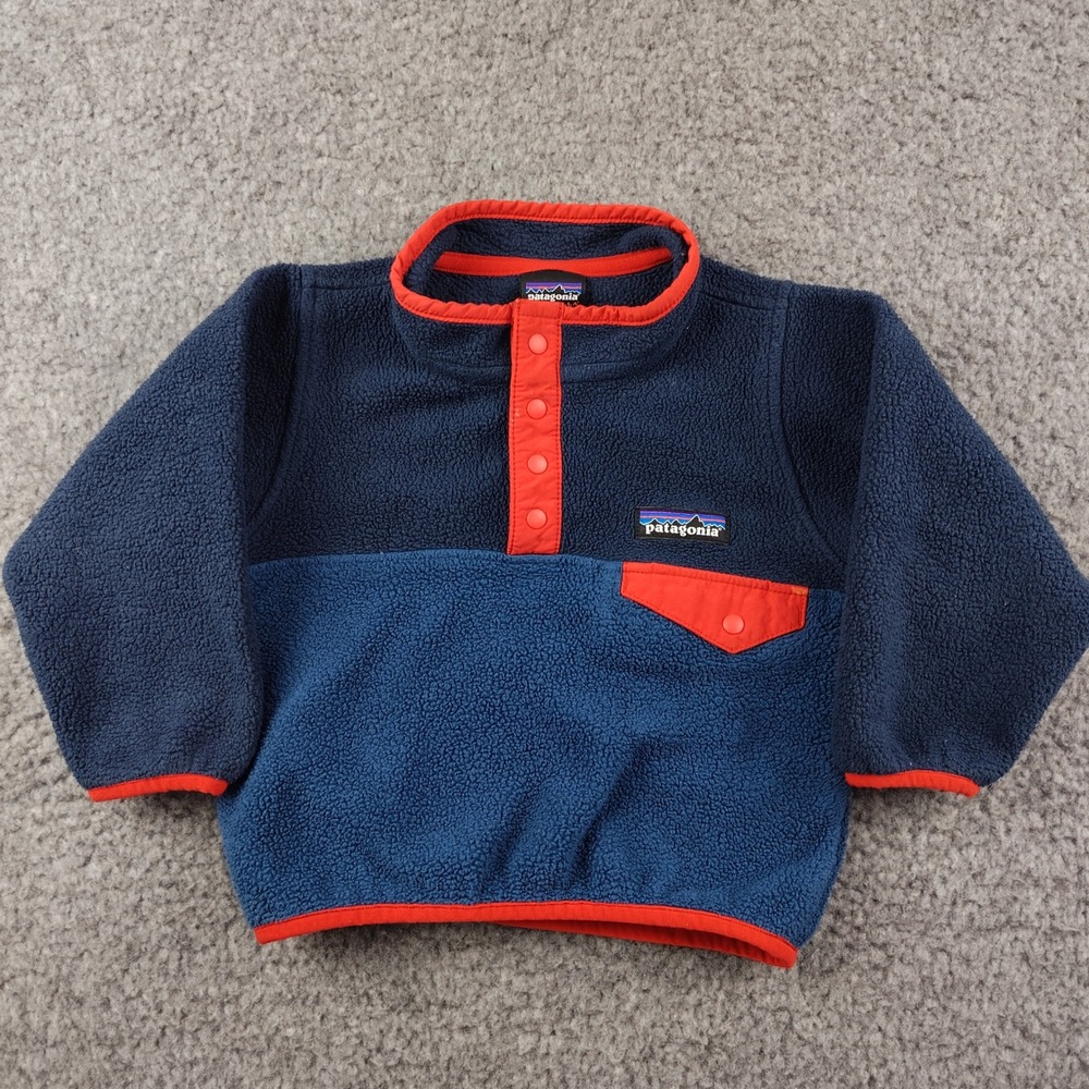 VTG Patagonia Synchilla Snap-T Fleece Pullover Blue Red Mario Kids 12-18M